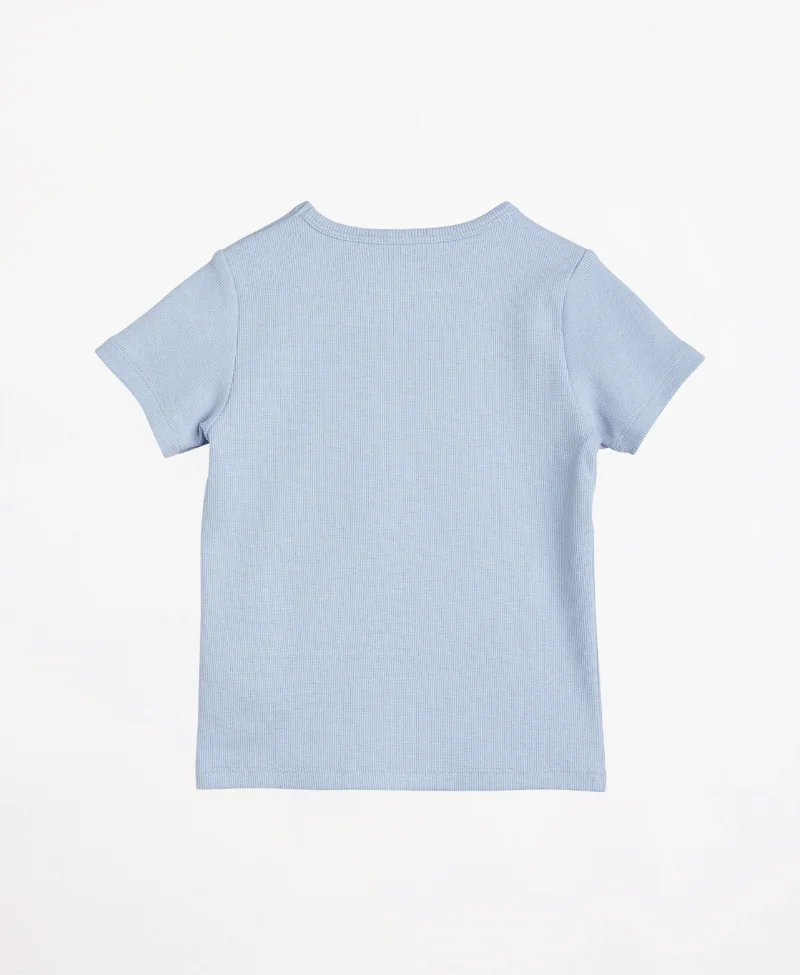 T-shirt coton côtelé bleu